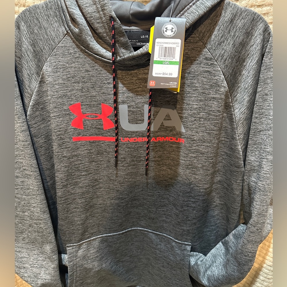 UA Red and heather grey heat gear hoodie